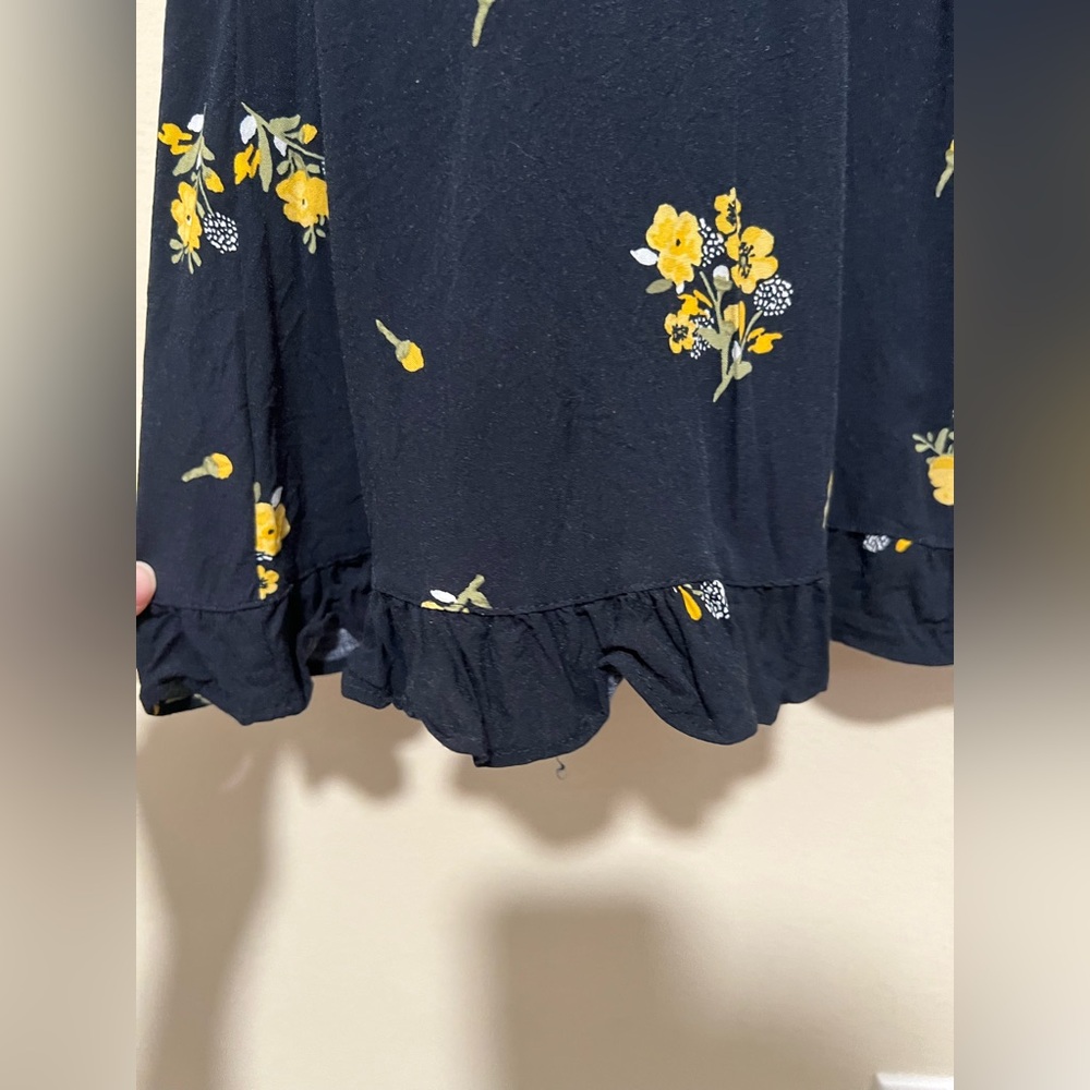 Loft 18 Dress Floral Button Down Ruffle Flutter Sleeve Navy Yellow Plus Women - Picture 3 of 11